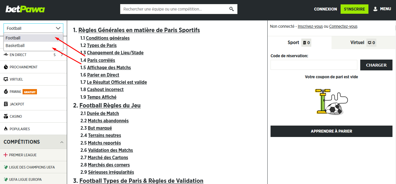 Image des options de paris sportifs Image des options de paris sportifs