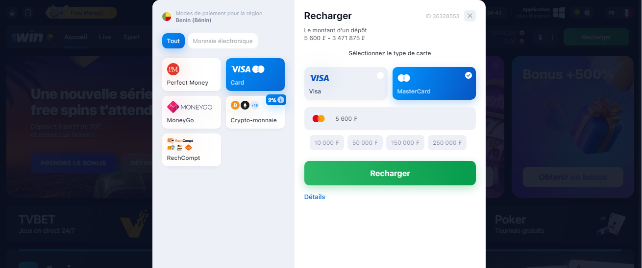 Déposer de l'argent sur votre comptev