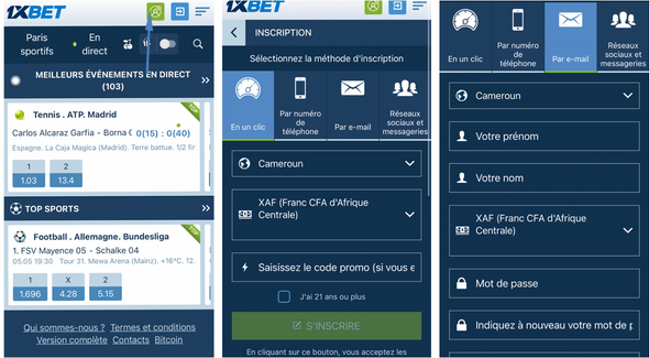 Étapes à suivre pour créer un compte dans l’application 1xBet