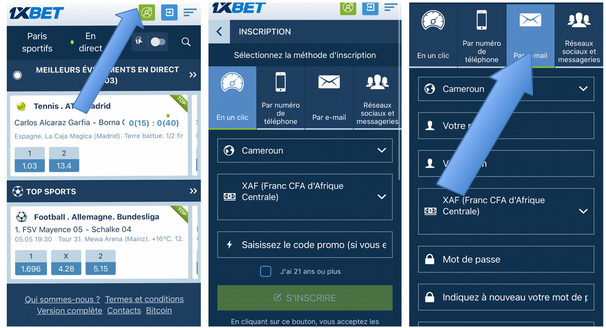 Étapes à suivre pour créer un compte dans l’application 1xBet