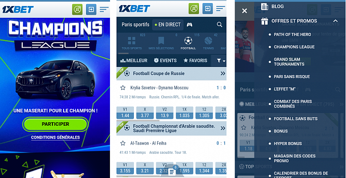 Image de la Version Android de l’application 1xBet