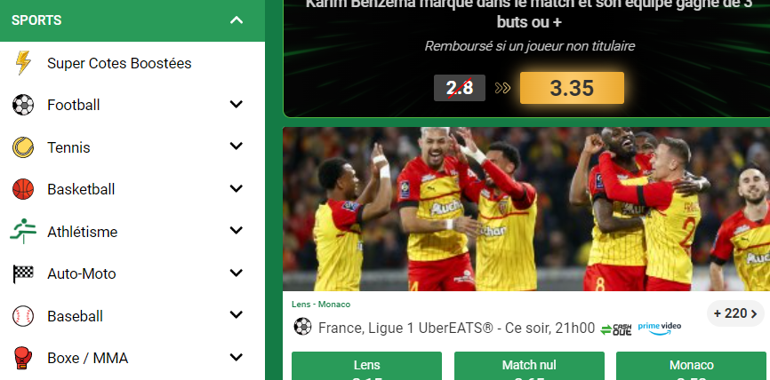 Sports disponibles sur Unibet