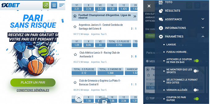 Image de la Version mobile de l’application 1xBet