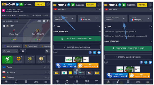 Téléchargement de l’application Betmomo pour iOS